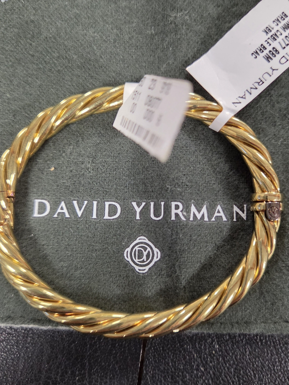 David Yurman 18k Yellow Gold Hinged Cable Bracelet